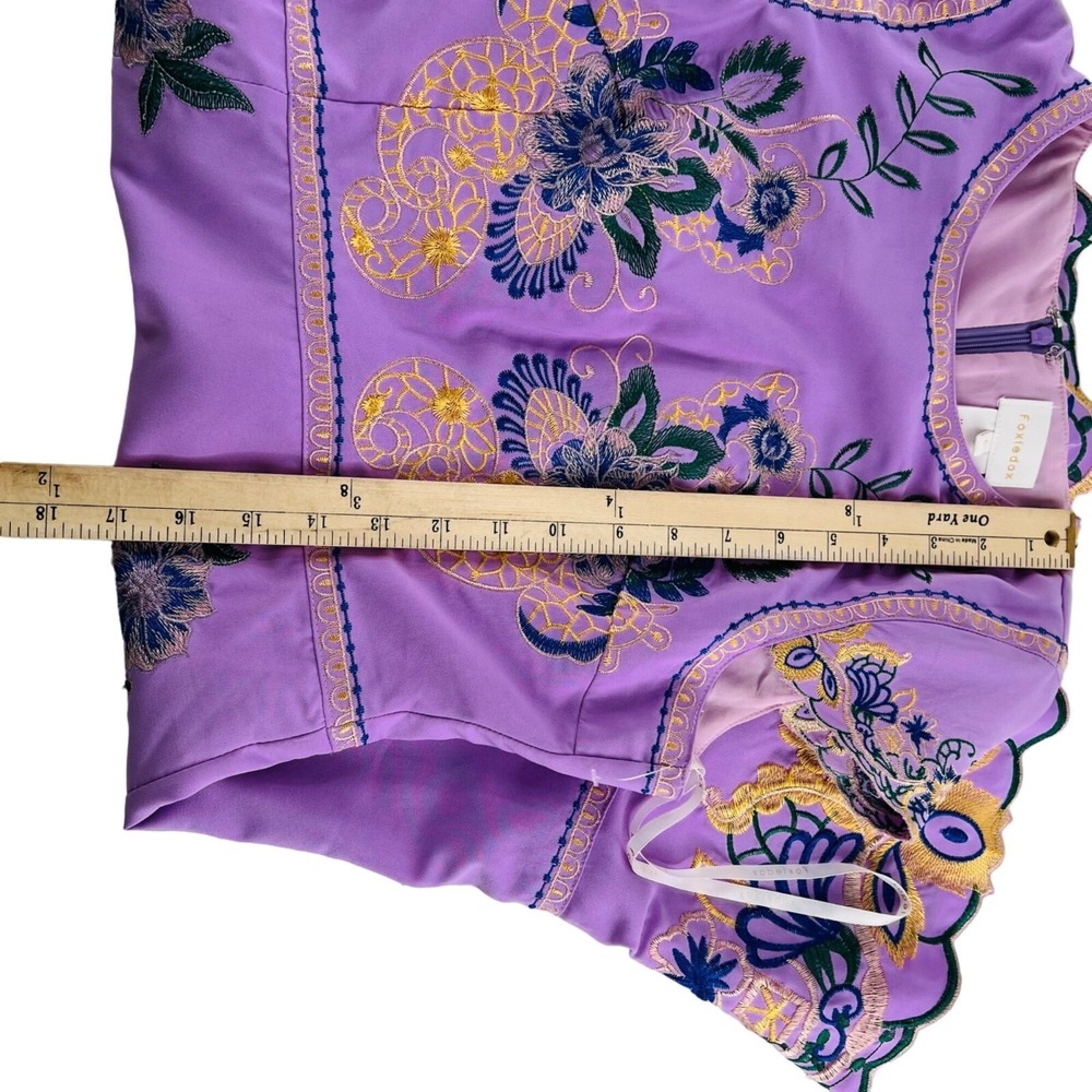 foxiedox Lavender Embroidered Long Sleeve Dress - Picture 7 of 8